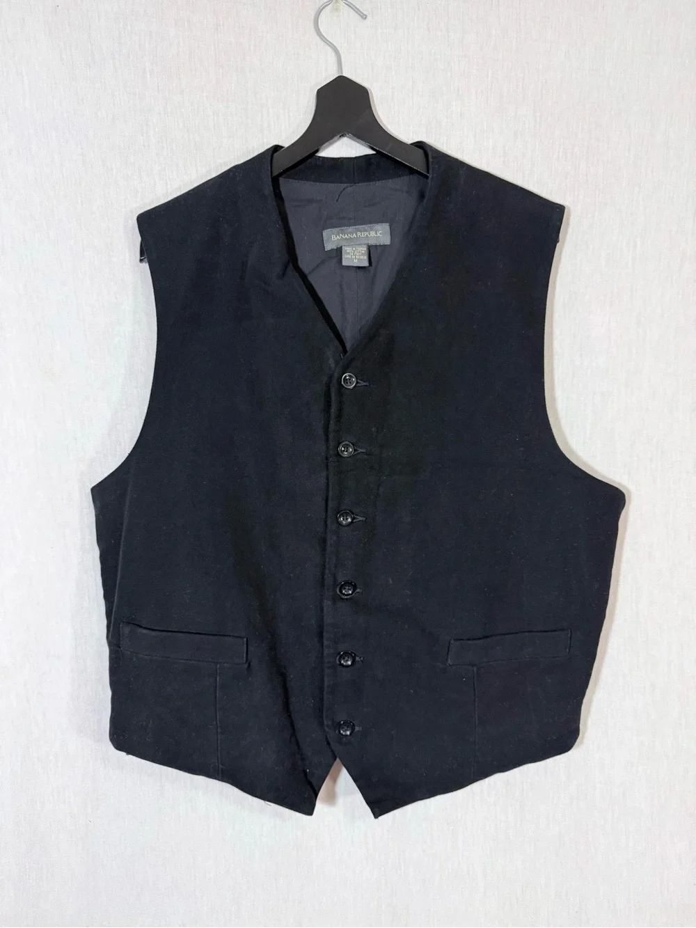 Banana Republic M Black sueded brushed cotton Men's Button-Front Vest